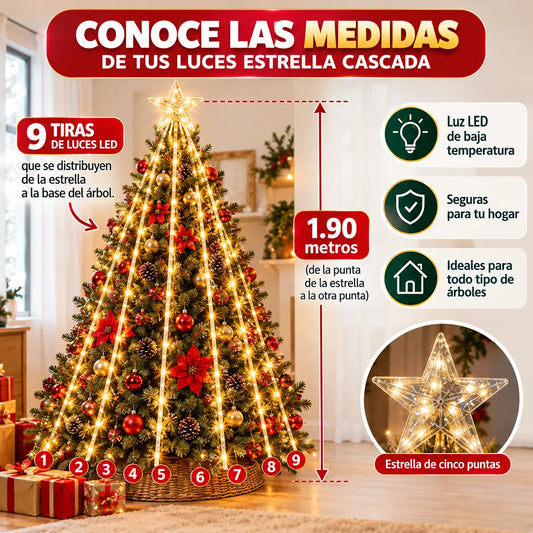 🌟TENDENCIA LUCES LED CASCADA NAVIDEÑA✨ MÁS OBSEQUIO🎁