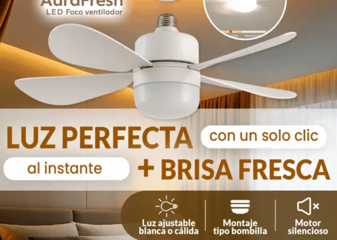PRECIO OFERTA🤑VENTILADOR 2 EN 1😎CON BOMBILLA AHORRADORA🔋