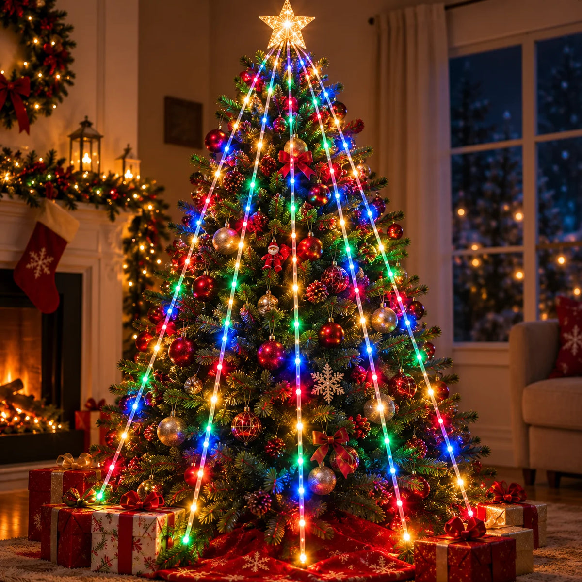 🌟TENDENCIA LUCES LED CASCADA NAVIDEÑA✨ MÁS OBSEQUIO🎁
