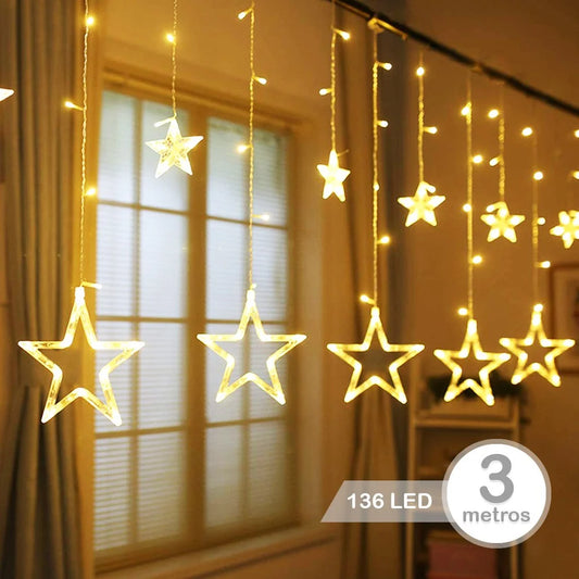 🎄CASCADA DE 3 METROS🎇 LUCES DE ESTRELLAS🌟TENDENCIA 2025✅