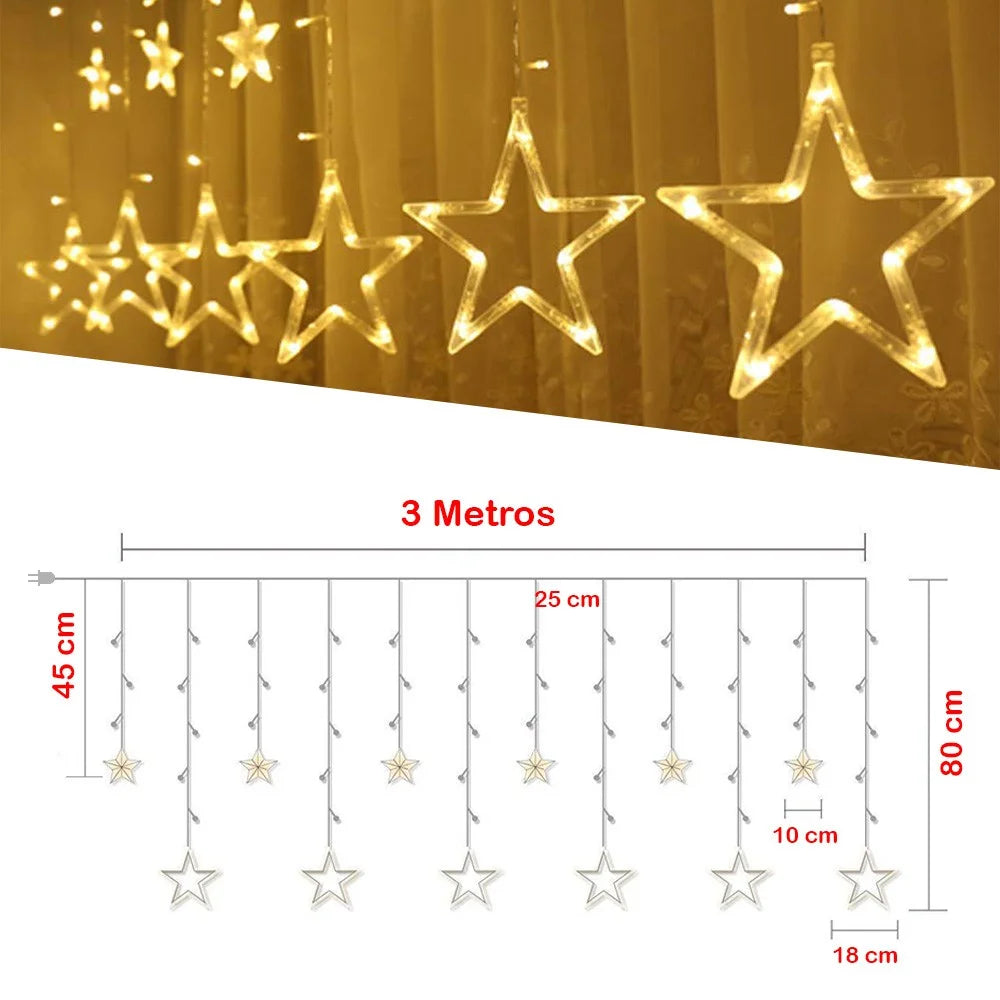 🎄CASCADA DE 3 METROS🎇 LUCES DE ESTRELLAS🌟TENDENCIA 2025✅