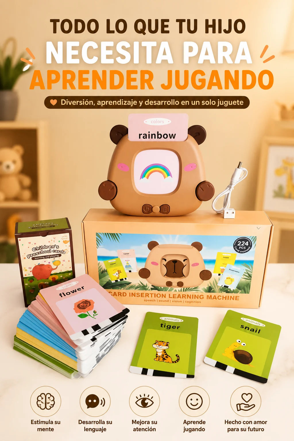 👶🏻LECTOR DIDÁCTICO DE TARJETAS BILINGUE😍