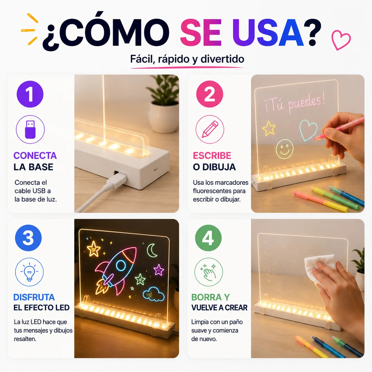 👩🏻‍🏫TABLERO LED☀️ MAGIC🪄 GLOW BOARD🎁