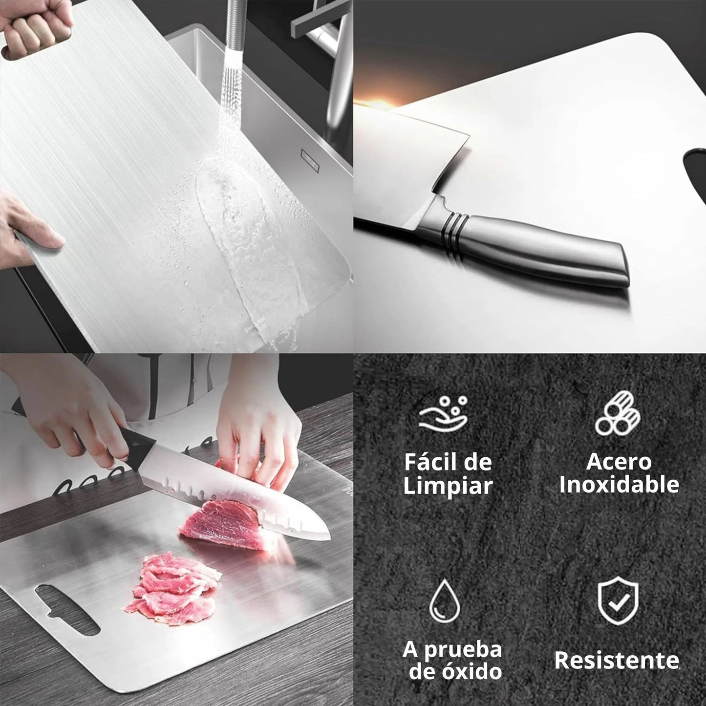 ✅TABLA DE COCINA PREMIUM🌟EN ACERO INOXIDABLE💯