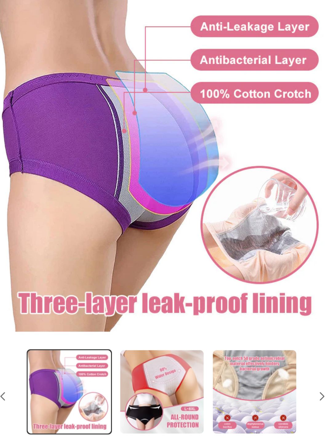 ❤️OFERTA🔥PANTY SUPER ABSORBENTE💦 PARA ORINA Y PERIODO🩸