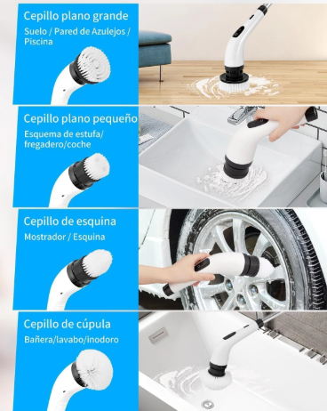 🌟ESPECTACULAR CEPILLO DE LIMPIEZA🧼 RECARGABLE 9 EN 1😎