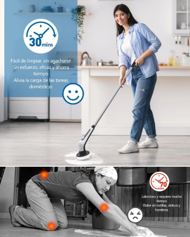 🌟ESPECTACULAR CEPILLO DE LIMPIEZA🧼 RECARGABLE 9 EN 1😎