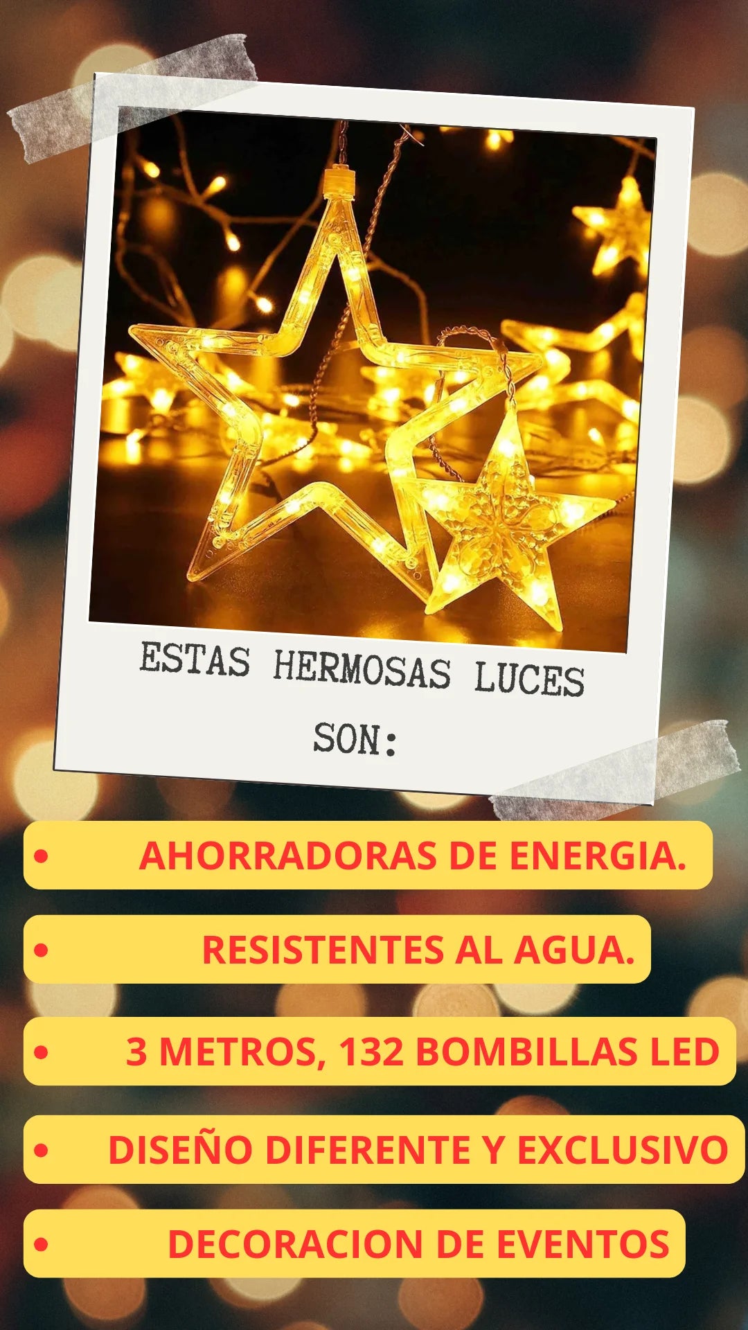 🎄CASCADA DE 3 METROS🎇 LUCES DE ESTRELLAS🌟TENDENCIA 2025✅