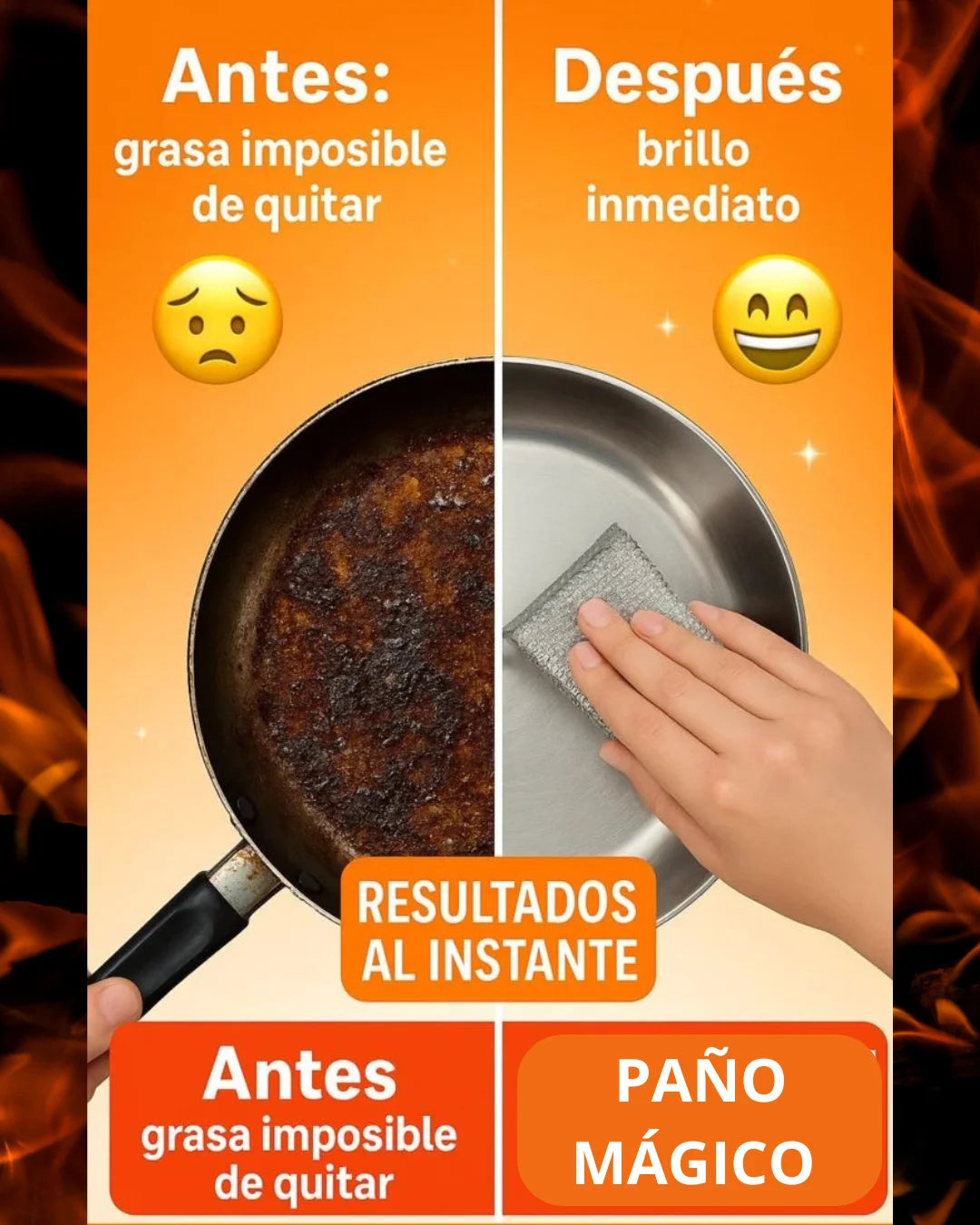 🔥PAÑOS MÁGICOS ARRANCAGRASA🚨EN ACERO INOXIDABLE✅