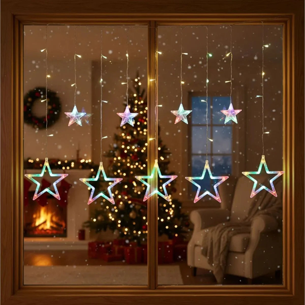 🎄CASCADA DE 3 METROS🎇 LUCES DE ESTRELLAS🌟TENDENCIA 2025✅