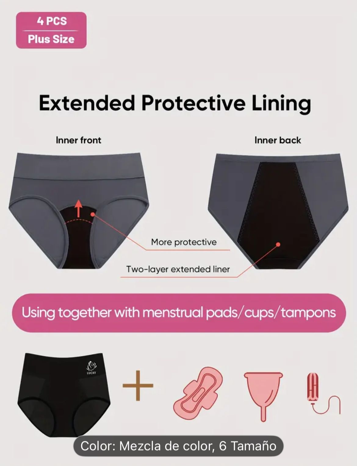 ❤️OFERTA🔥PANTY SUPER ABSORBENTE💦 PARA ORINA Y PERIODO🩸